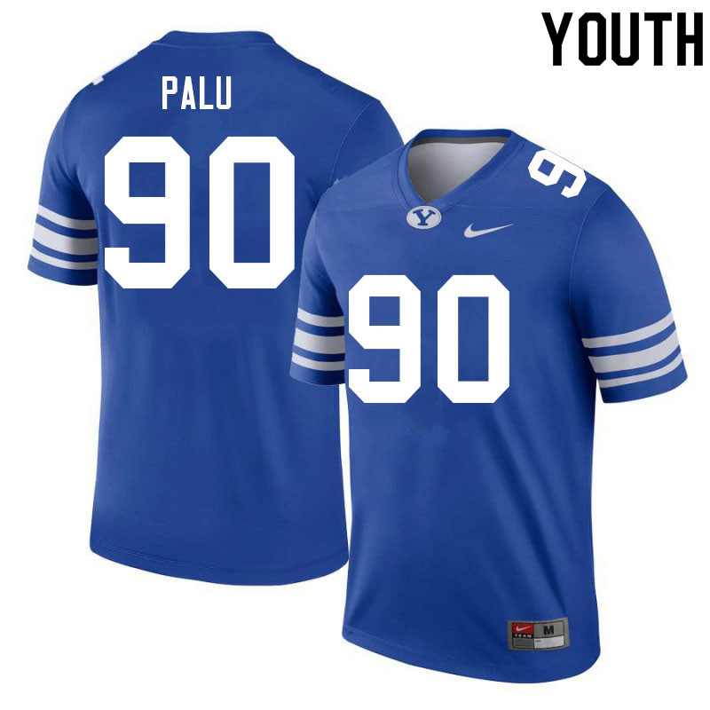 Youth #90 Jacob Palu BYU Cougars College Football Jerseys Sale-Royal - Click Image to Close